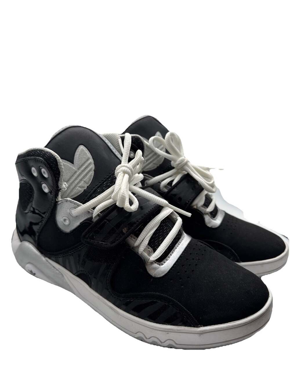 Womens Adidas Round HouseMid W - Q33015 Black Silver White Trainers Size 7 Clean